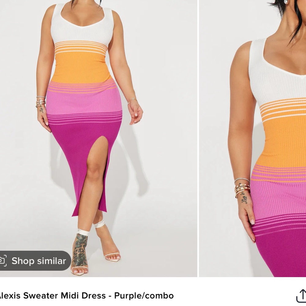 Alexis Colorblock Sweater Midi Dress - Purple/Orange